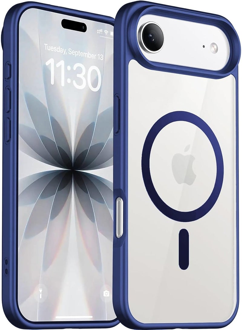 Magnetic Case for iPhone 17 Air Compatible with MagSafe, Shockproof Phone Bumper Cover, Solid Color Matte TPU Frame, Anti-Scratch Clear Back (Blue) - Image 1